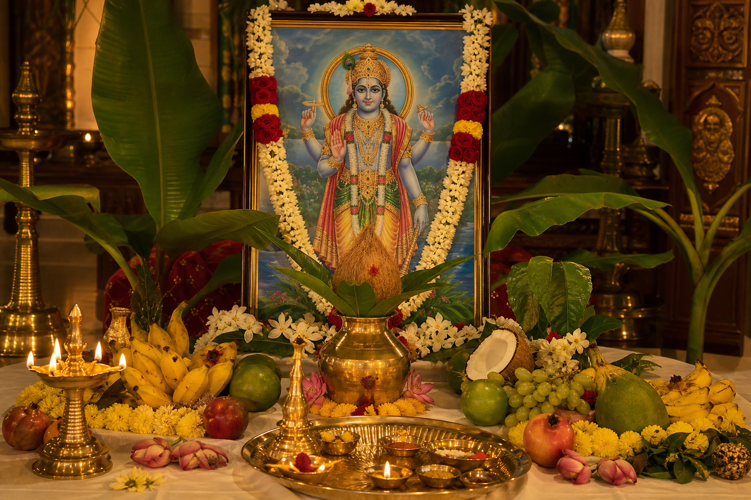 Satyanarayan Puja setup