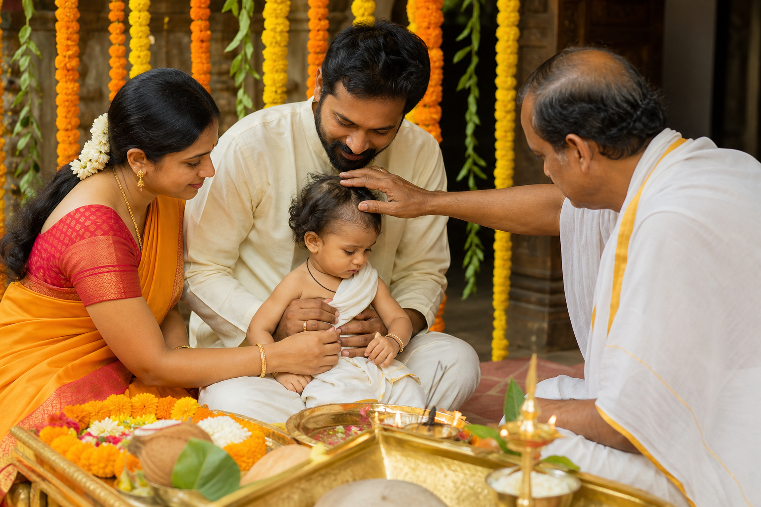 Mundan Puja ceremony with family